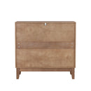 Geometric Design Sideboard With 2 Doors And Adjustable Shelves - Tangerine / Walnut