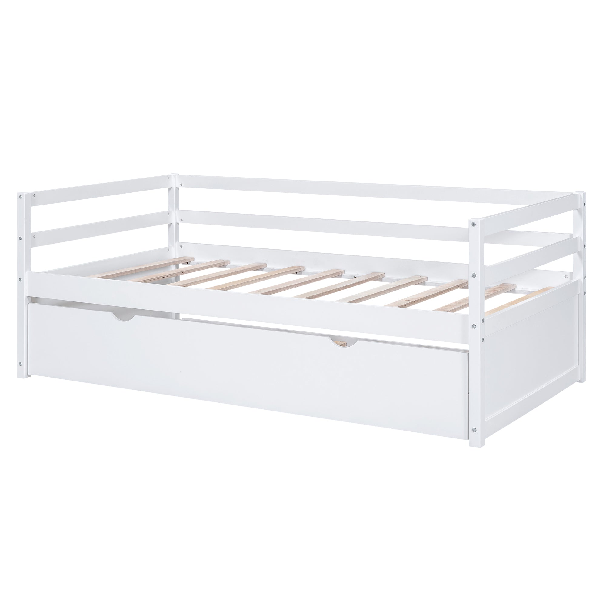 Twin Size Wood Daybed with Twin Size Trundle, White - Atlantic Fine Furniture Melbourne FL