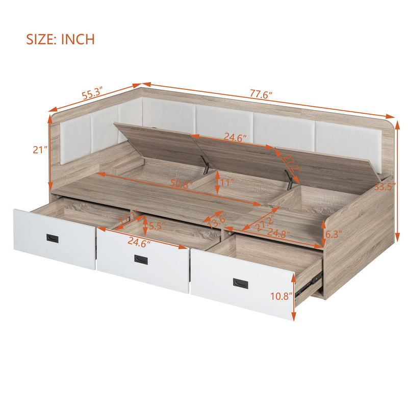 Daybed With Three Drawers And Three Storage Compartments