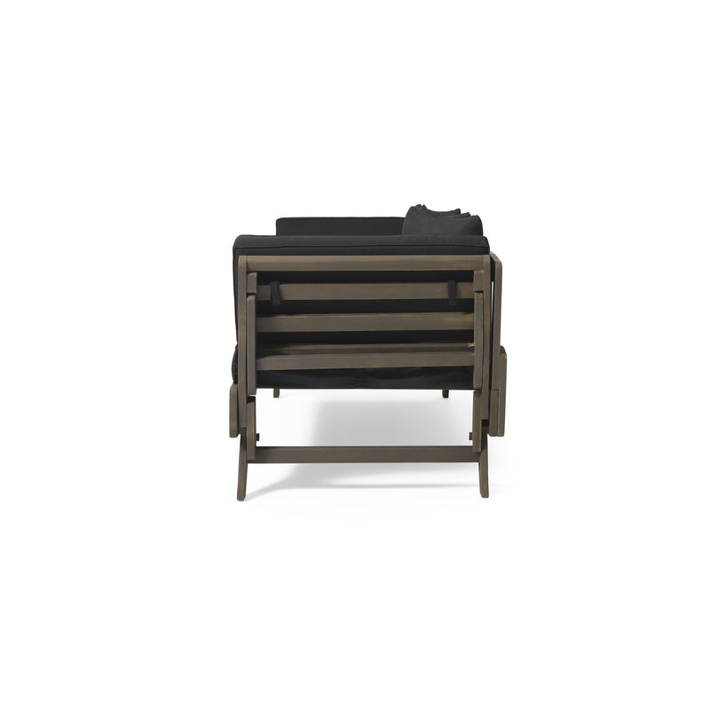 Outdoor Patio Daybed Sofa, 3 Seat Sofa With Foldable Arm 4 Back Pillows