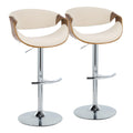 Curvo - Mid Century Modern Adjustable Barstool With Swivel With Rounded T Footrest (Set of 2)