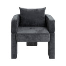 Modern 3 Leg Chenille Accent Chair With Ergonomic Arms & Removable Pillow