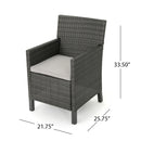 Outdoor Rattan Dining Chair With Straight Legs And Sloped Arms