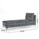 Fabric Upholstered Chaise Lounge With Iron Bracket Legs
