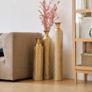 Metal Decorative Vases High Distress Metal Center Vases With Growing Vine Patterns, (Set of 3) Vases For Home Decoration - Gold