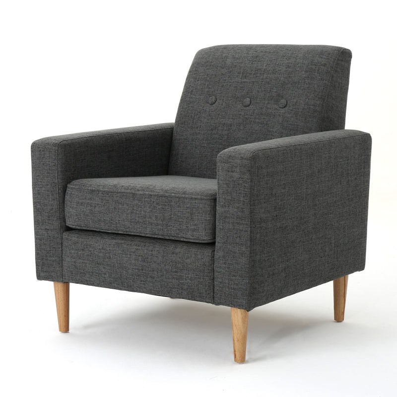Nebulize - Upholstered Fabric Club Chair With Button Tufted And Square Off Arm And Back