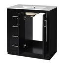 Ceramic Sink Combo, Freestanding Vanity Set With 3 Drawers & Soft Closing Doors