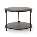 Coffee Table With Wood Patterned Tabletop And Iron Frame - Gray