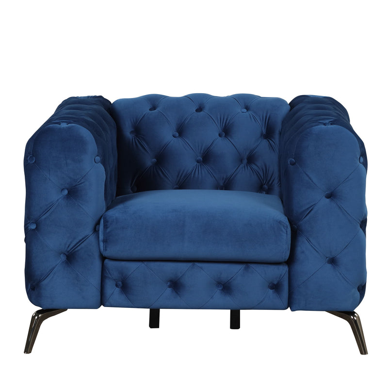 Velvet Upholstered Accent Sofa, Modern Single Sofa Chair With Button Tufted Back, Modern Single Couch For Living Room, Bedroom, Or Small Space