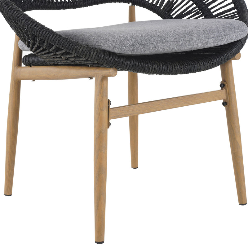 Cyril - Outdoor Patio 7 Piece Dining Set With Wicker Chairs And Table - Dark Gray / Teak