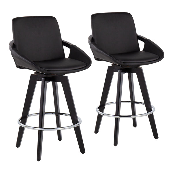 Cosmo - Contemporary Fixed Height Counter Stool With Swivel And Round Footrest (Set of 2)