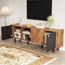 Mid Century TV Stand & 3 Cabinets, Media Console Table For Tvs Up To 70'', Entertainment Center With Storage For Living Room - Black / Brown