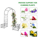 Metal Garden Arch With Two Plant Stands Wide High Climbing Plants Support Rose Arch Outdoor - Black