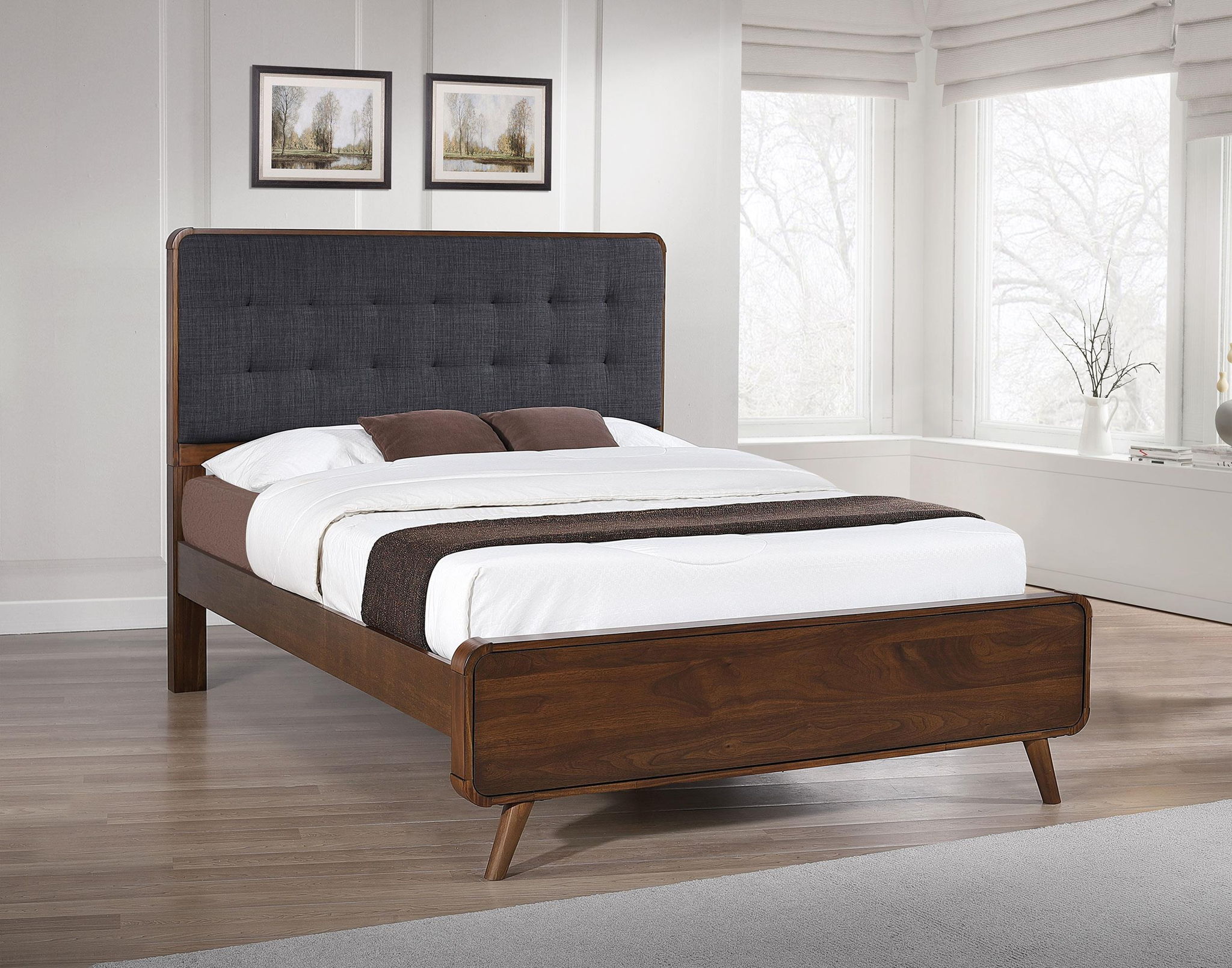 Robyn Wood Queen Platform Bed Dark Walnut
