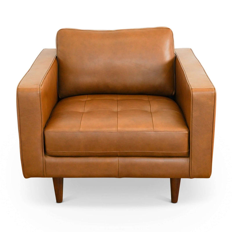 Catherine - Leather Lounge Chair (Tan Leather) - Orangeo0