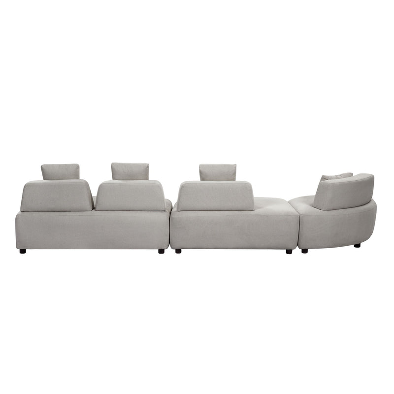 Contemporary 3 Piece Sectional Sofa Free Convertible Sofa With Four Removable Pillows For Living Room