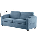 Corduroy Sleeper Sofa Loveseat Sofa With Full Size Mattress, 2 USB Ports, 2 Cup Holders, 2 Side Pockets And Phone Holder