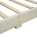 Queen Size & Twin XL Size Upholstered Platform Bed, Mother & Child Bed, PU Leather, Beige