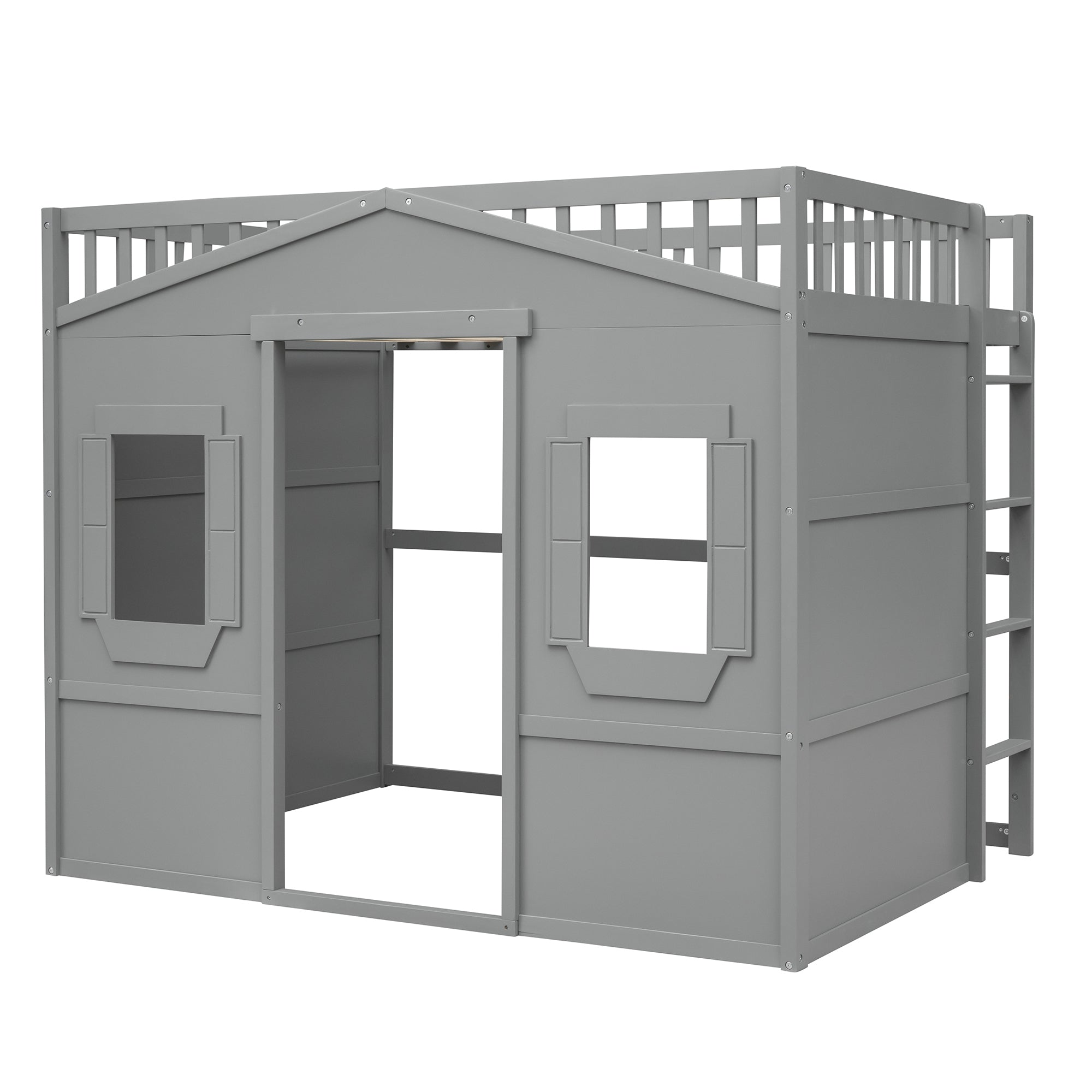 Full Size House Loft Bed With Ladder-Gray - Atlantic Fine Furniture Melbourne FL