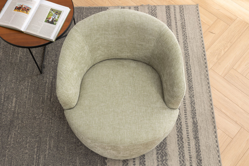 Chenille Fabric Swivel Accent Armchair Barrel Chair With Powder Coating Metal Ring