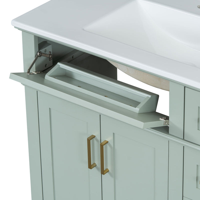 Modern Bathroom Vanity With Ceramic Sink, Soft Close Storage Cabinet