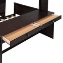Full size Loft Bed with a twin size Stand-alone bed, Shelves,Desk,and Wardrobe-Espresso