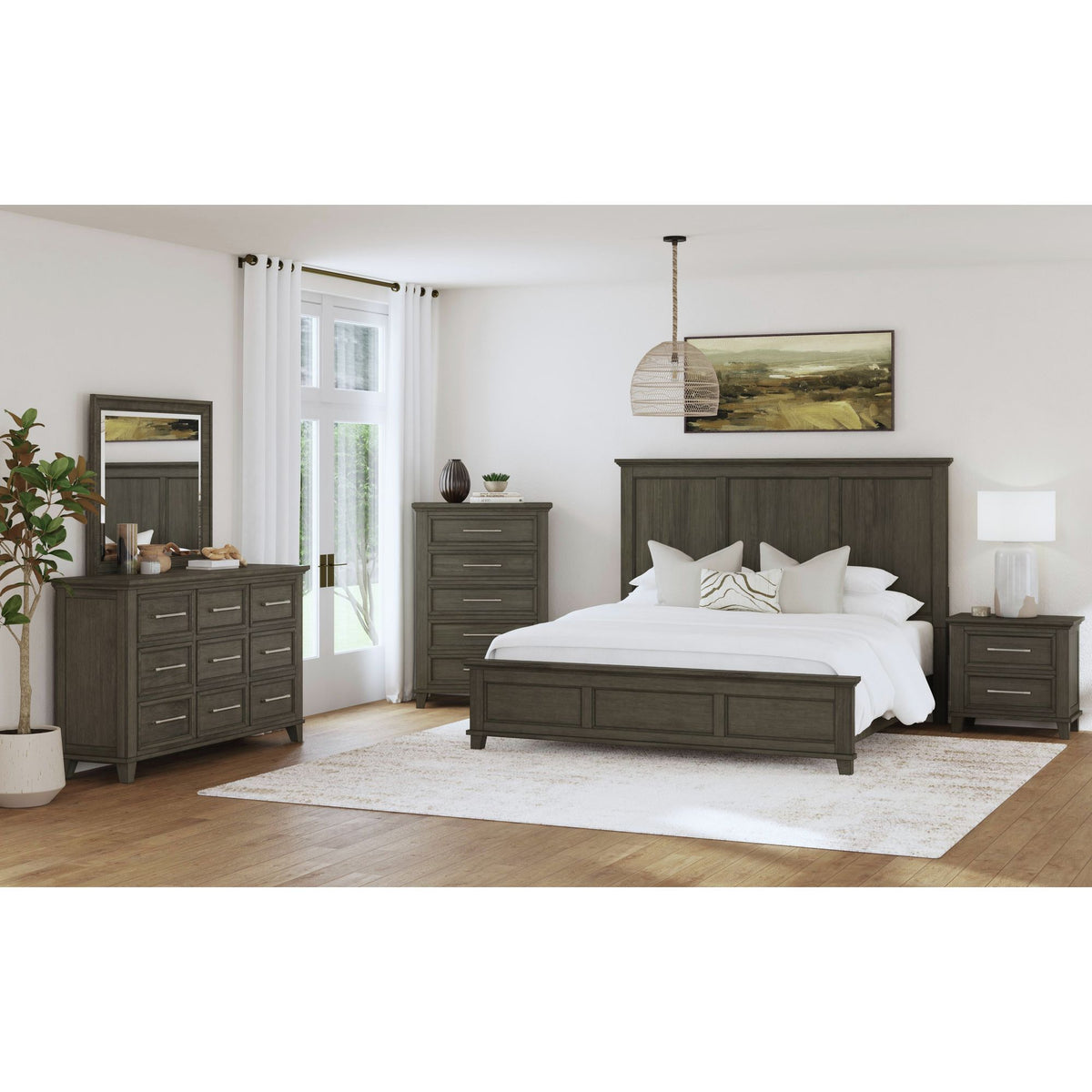 Canterbury Panel Bed in Dark Gray by Elements International, view 11