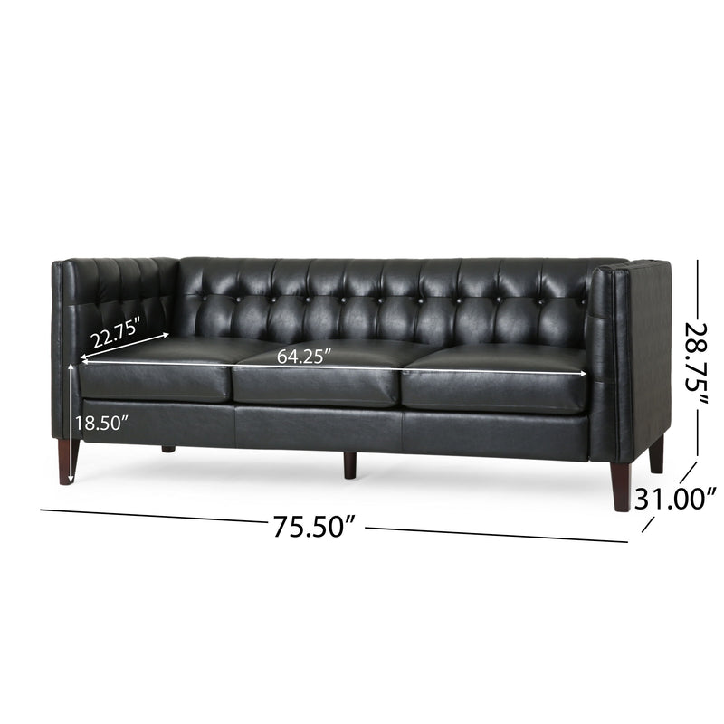 Comfy 3 Seat Sofa With Tufted Back, Modern For Living Room