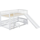 Low Bunk Bed With Slide, Fence And Ladder