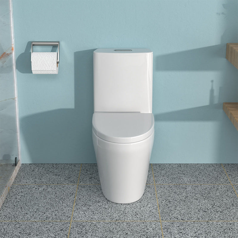 1 Piece Toilet For Bathroom, Dual Flush 1.24 / 1.6 Gpf, Soft Closing Seat - White