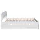 Modern Full Bed Frame With Twin Size Trundle And 2 Drawers For White High Gloss and Washed White Color