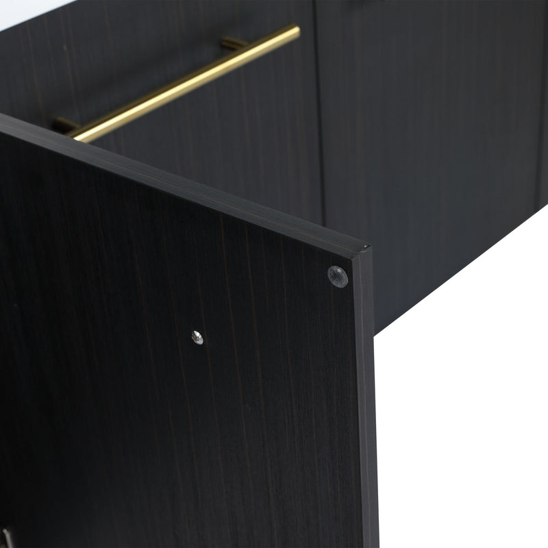 Modern Wall Mounted Bathroom Vanity With Resin Sink And Storage Rack