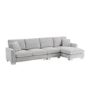 Modern Oversized Sectional Sofa, L-Shaped Luxury Couch Set With 2 Free Pillows, 5 Seat Chenille Indoor Furniture With Chaise For Living Room