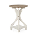Rustic French Country Accent Table With Hourglass Firwood Base And Lipped Top