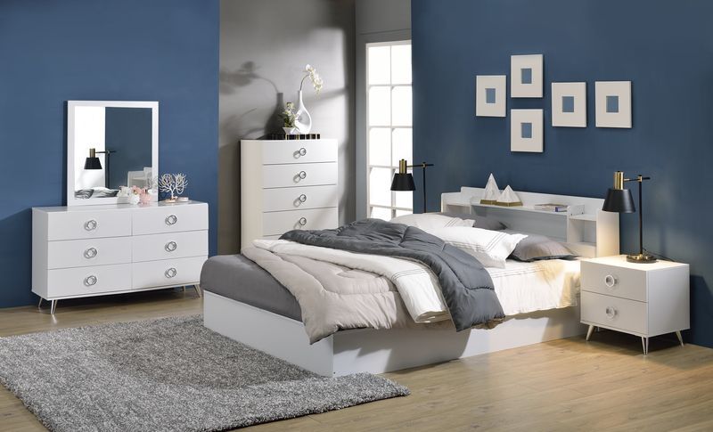 Perse - Queen Bed - White Finish - Atlantic Fine Furniture Inc