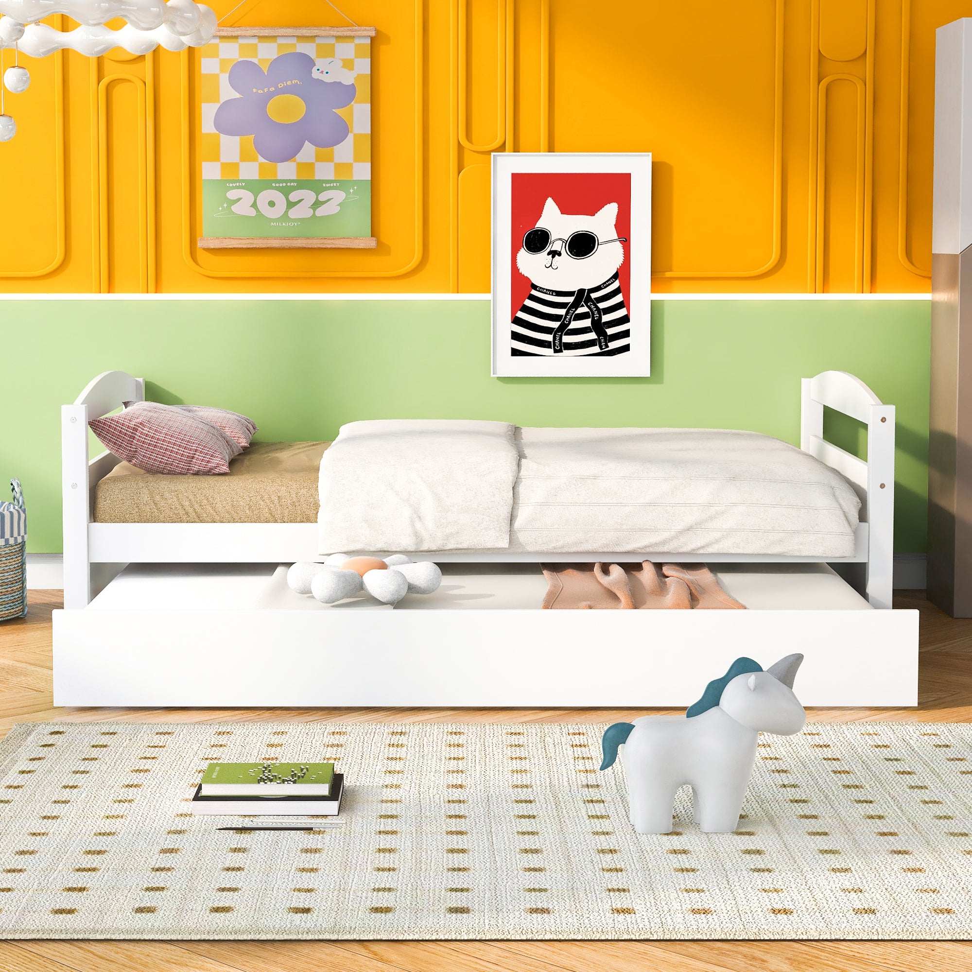 Twin Size Daybed with Trundle, White - Atlantic Fine Furniture Melbourne FL