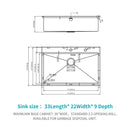33" Drop In Kitchen Sink With Ledge Workstation, 16 Gauge Stainless Steel - Gunmetal Black