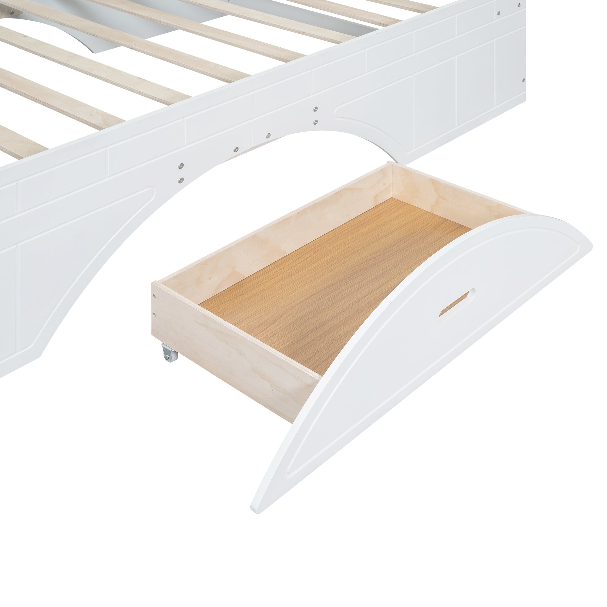 Wood Full Size Platform Bed with 2 Drawers, Storage  Headboard and Footboard, White - Atlantic Fine Furniture Melbourne FL