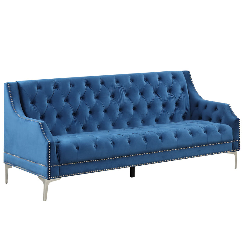 Modern Sofa Dutch Plush Upholstered Sofa With Metal Legs, Button Tufted Back