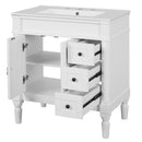 Bathroom Vanity With Ceramic Sink, 2 Doors 3 Drawers, Soft Close Design