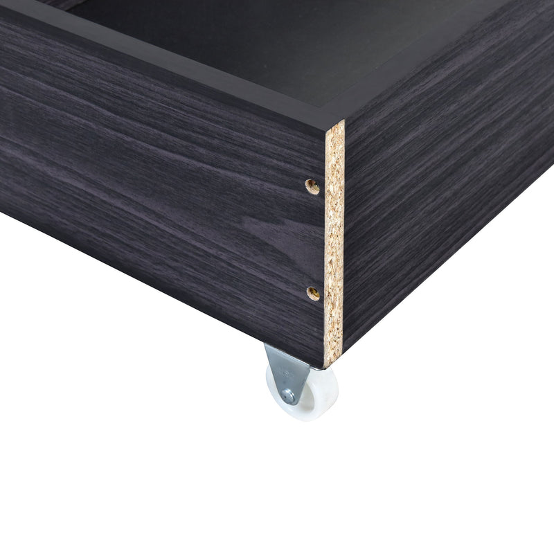 Upholstered Platform Bed With LED Frame, With Trundle And 2 Drawers