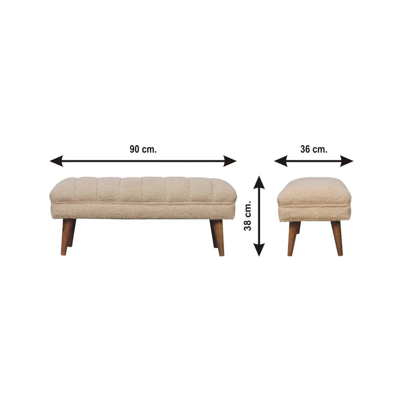 Boucle Puffer Bench - Beige