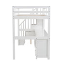 Loft Bed Frame With Built In Desk And Double Storage Drawers