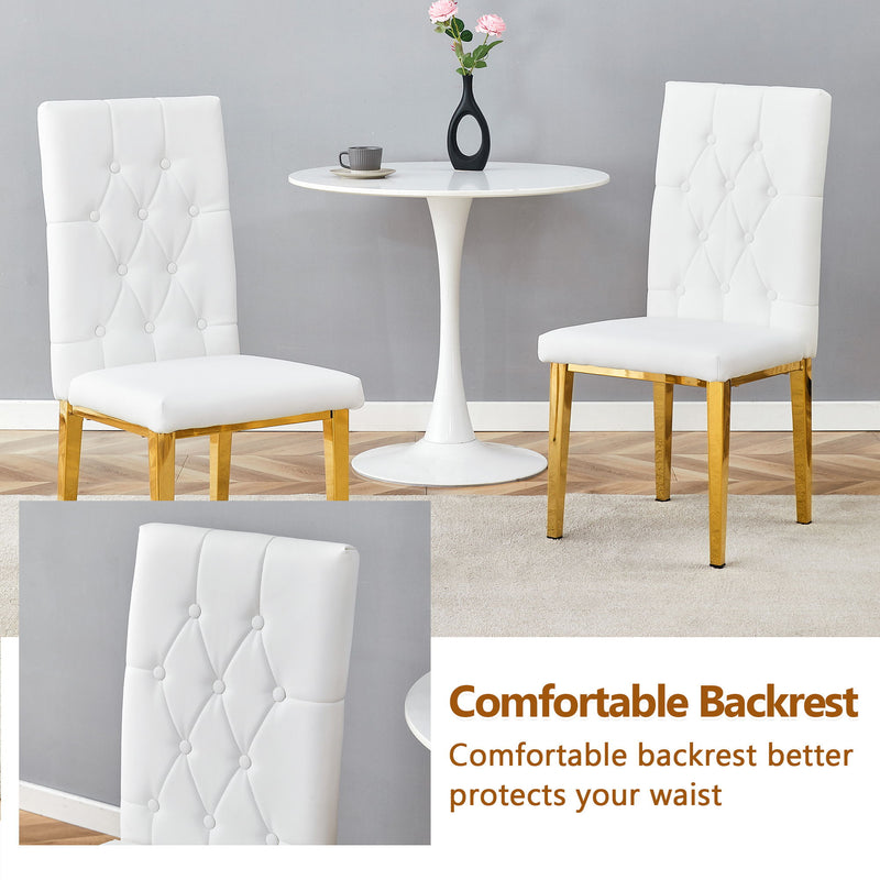 Vintage Style Armless Dining Chairs Set With Grid And Buckle Design