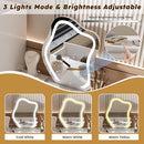 Vanity Dressing Table With LED Mirror & Storage Makeup Desk With 3 Drawers, 2 Open Shelves & 4 Hidden Cabinets - White