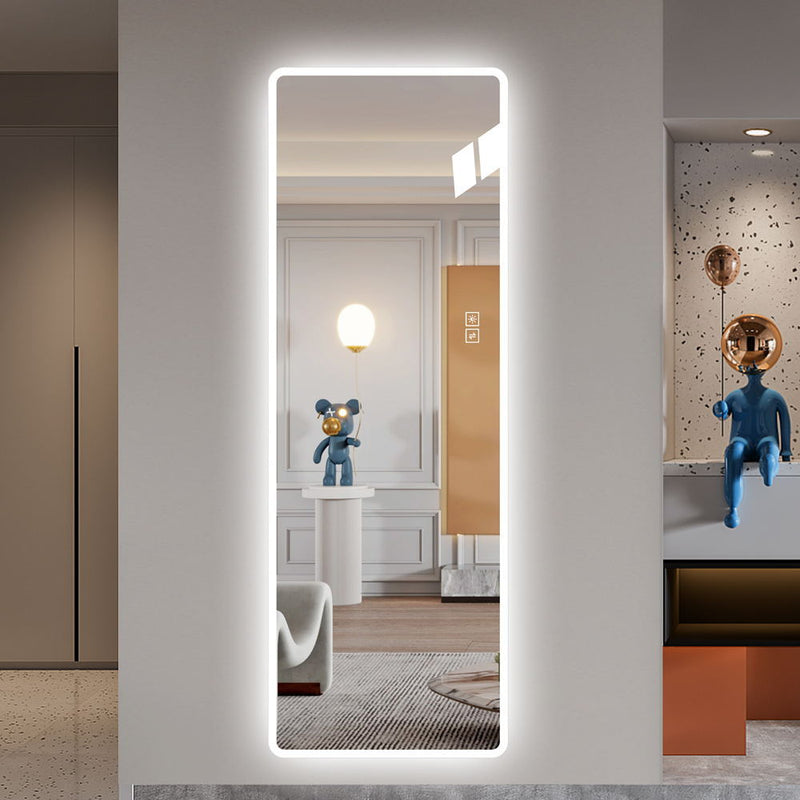 Full Length Mirror Lighted Vanity Body Mirror LED Mirror Wall-Mounted Mirror Big Size Rounded Corners, Bedroom, Living Room, Dressing Room, Hotel - Clear