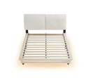 Queen Size Upholstered Platform Bed with Sensor Light and Ergonomic Design Backrests, White