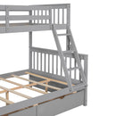 Twin-Over-Full Bunk Bed with Ladders and Two Storage Drawers(Gray){old sku:LT000165AAE}