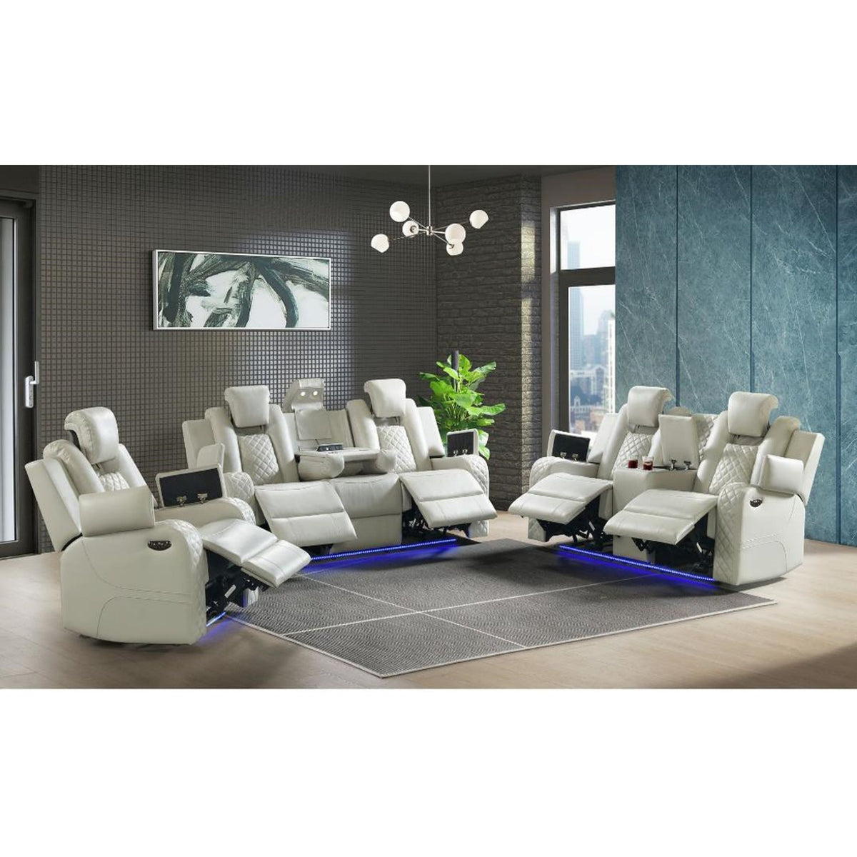 Carlo Power Motion Recliner With Power Headrest, LED in Black by Elements International, view 16