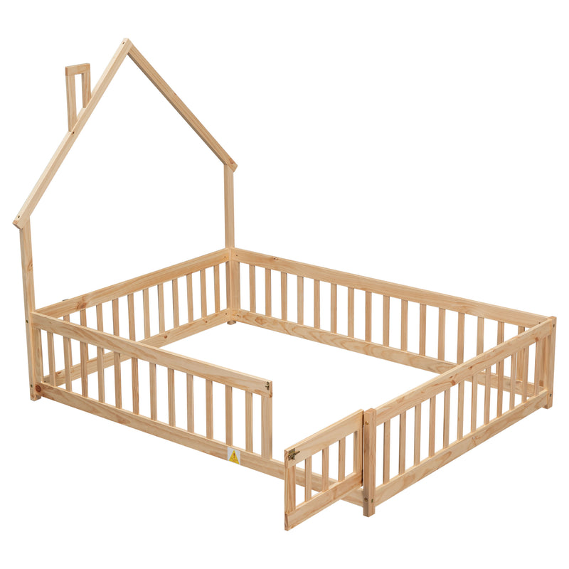 House-Shaped Headboard Floor Bed With Fence